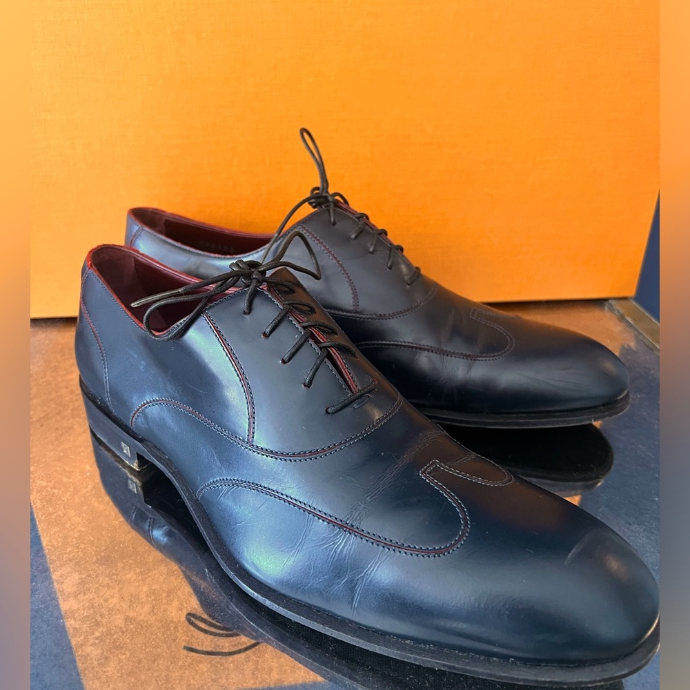 Louis Vuitton Mens Blue Leather lace up Oxfords